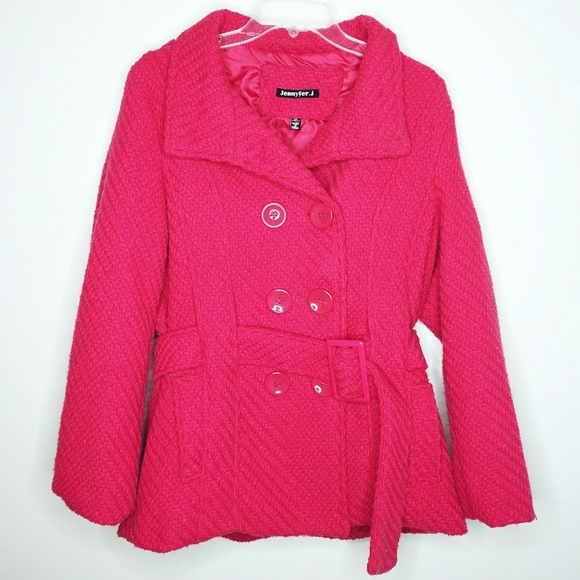 jennyfer j Jackets & Blazers - Jennifer J Plus Size Magenta Pink Pea Coat Jacket